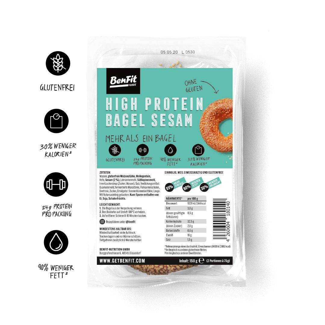 7 Packungen High Protein Bagel Sesam (glutenfrei) - BenFit
